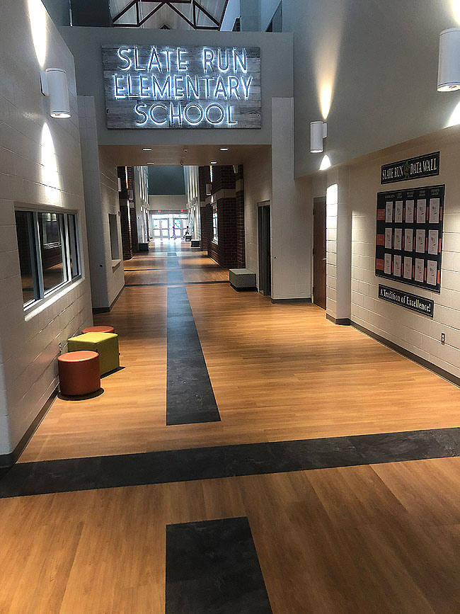 Commercial flooring installed at Slate Run Elementary